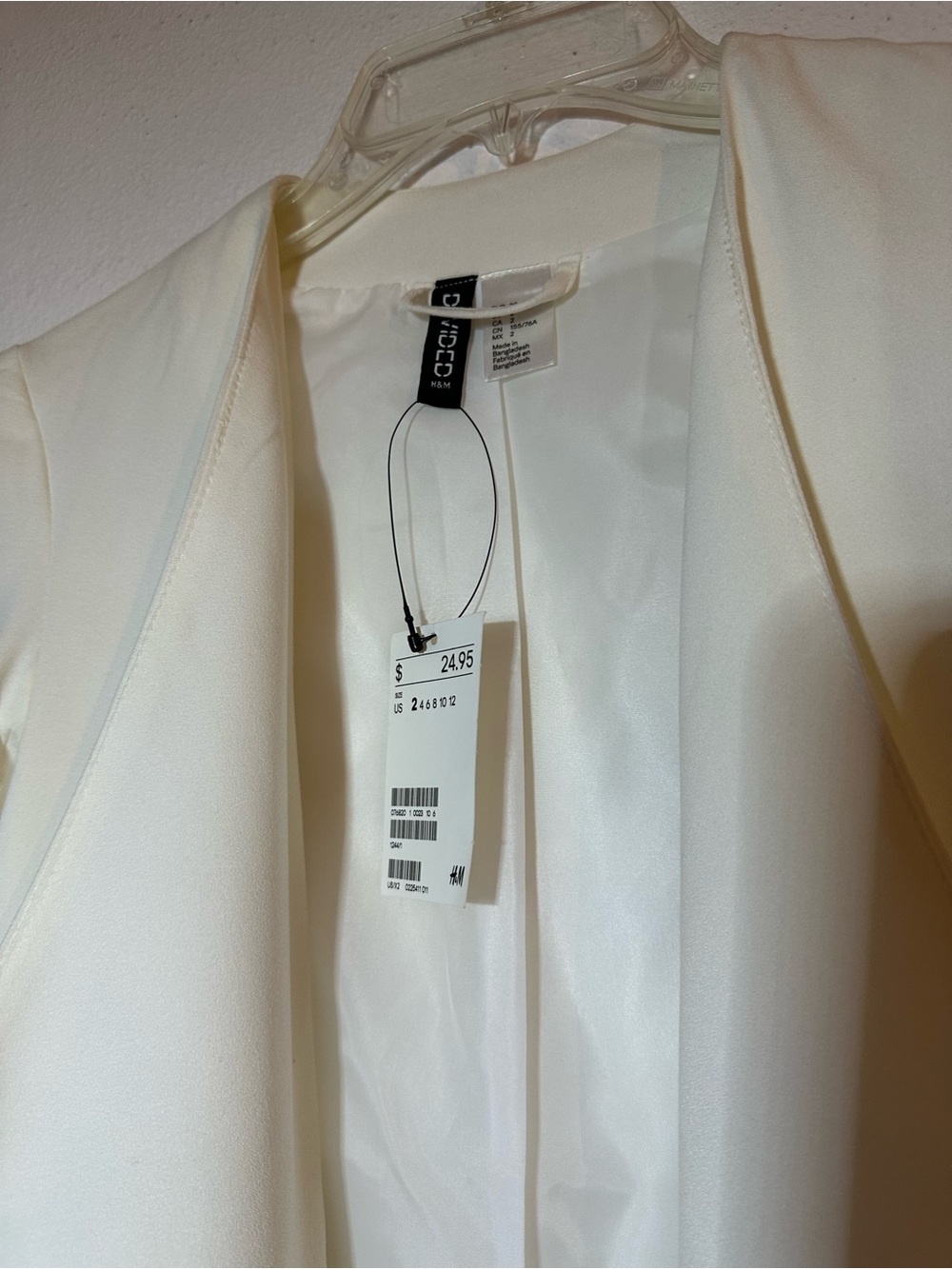 H&M White Cropped Open-Front Blazer Jacket - Picture 3 of 9